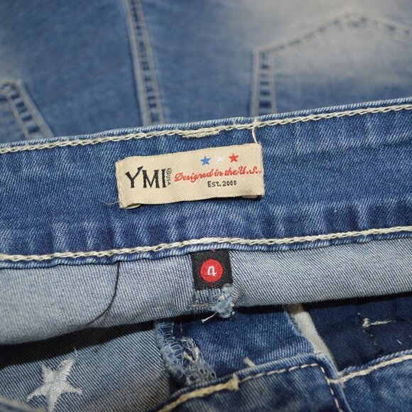 YMI Denim Cutoff Shorts American Flag Sz 4 - Picture 2 of 3
